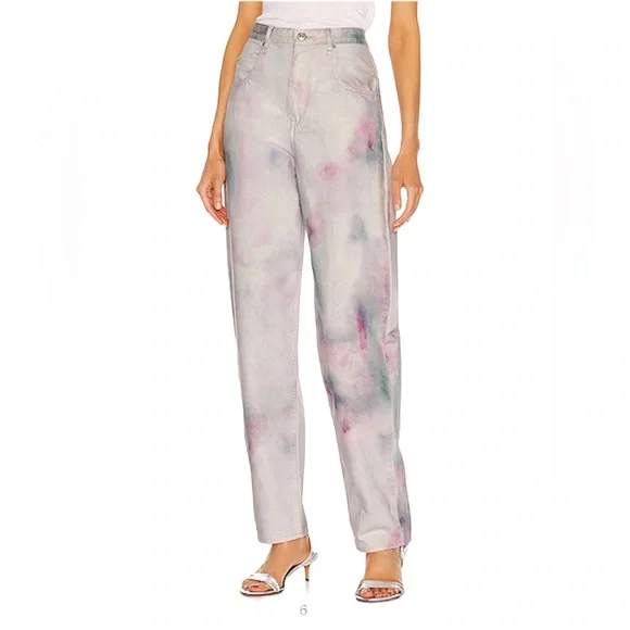 Isabel Marant Étoile Tie-Dye High Waisted Jeans Denim Pastel Cotton Batik - Picture 3 of 16